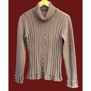 Y2K Vintage R X B Brown Textured Bobble Knit Turtleneck Sweater Medium Cabincore